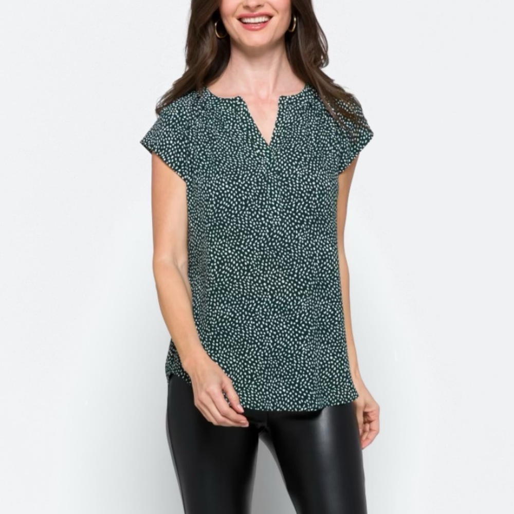 41 Hawthorn Morey Split Neck Short Sleeve Blouse